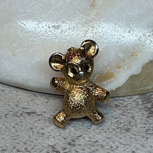 Monet signed vintage gold-tone teddy bear brooch